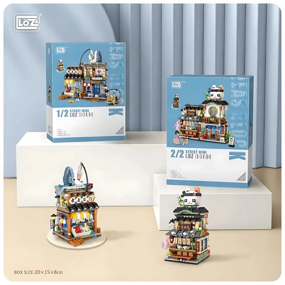 日式水產店開合式街景迷你積木 Loz Mini