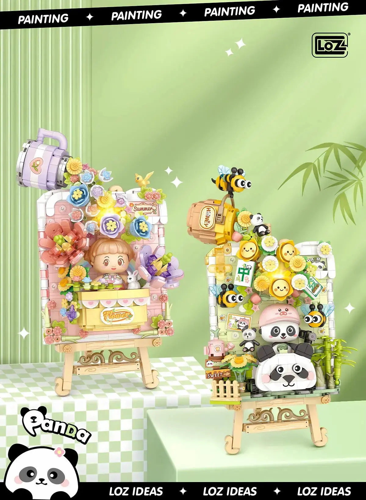 熊貓物語-座枱迷你積木立體畫架 LOZ