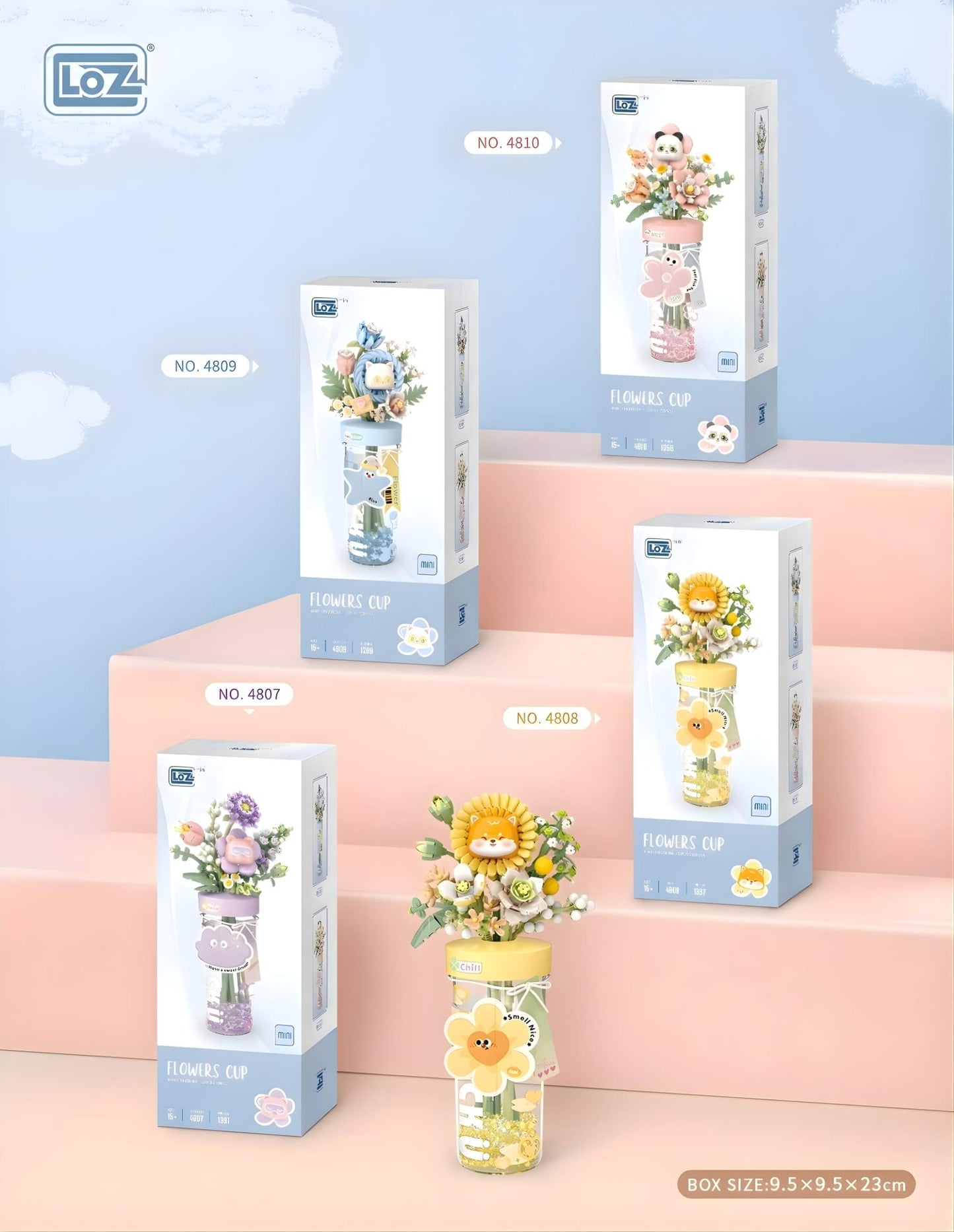 LOZ 淡奶黃・杯花 迷你積木 | LOZ Warm Yellow FLOWERS CUP Mini Blocks | LOZ Sanftes Gelb FLOWERS CUP Baustein
