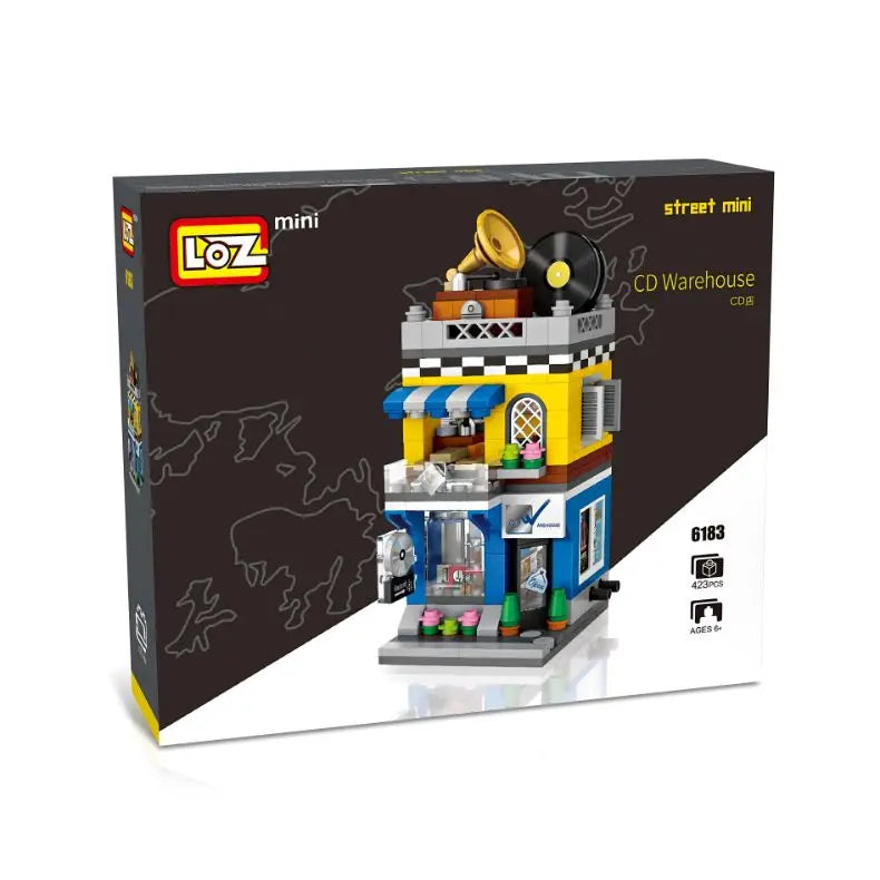 LOZ × CD Warehouse 唱片店商業街景迷你積木 授權款|Record Store Mini Blocks|Plattenladen Bausteine|香港音樂文化積木模型 | Hong Kong Music Landmark | Retro Vinyl Shop Building Toy