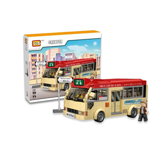 LOZ 香港紅色小巴迷你積木模型|Hong Kong Red Minibus Mini Blocks|Hongkong Roter Minibus Modell|城市交通積木 | Hong Kong Public Light Bus Building Toy | 地道文化收藏模型
