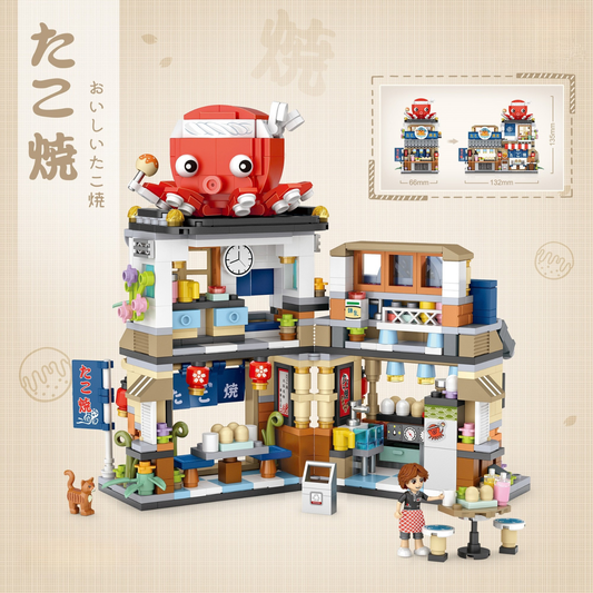 Japanischer Takoyaki-Laden Mini Blocks Klemmbausteine-Set