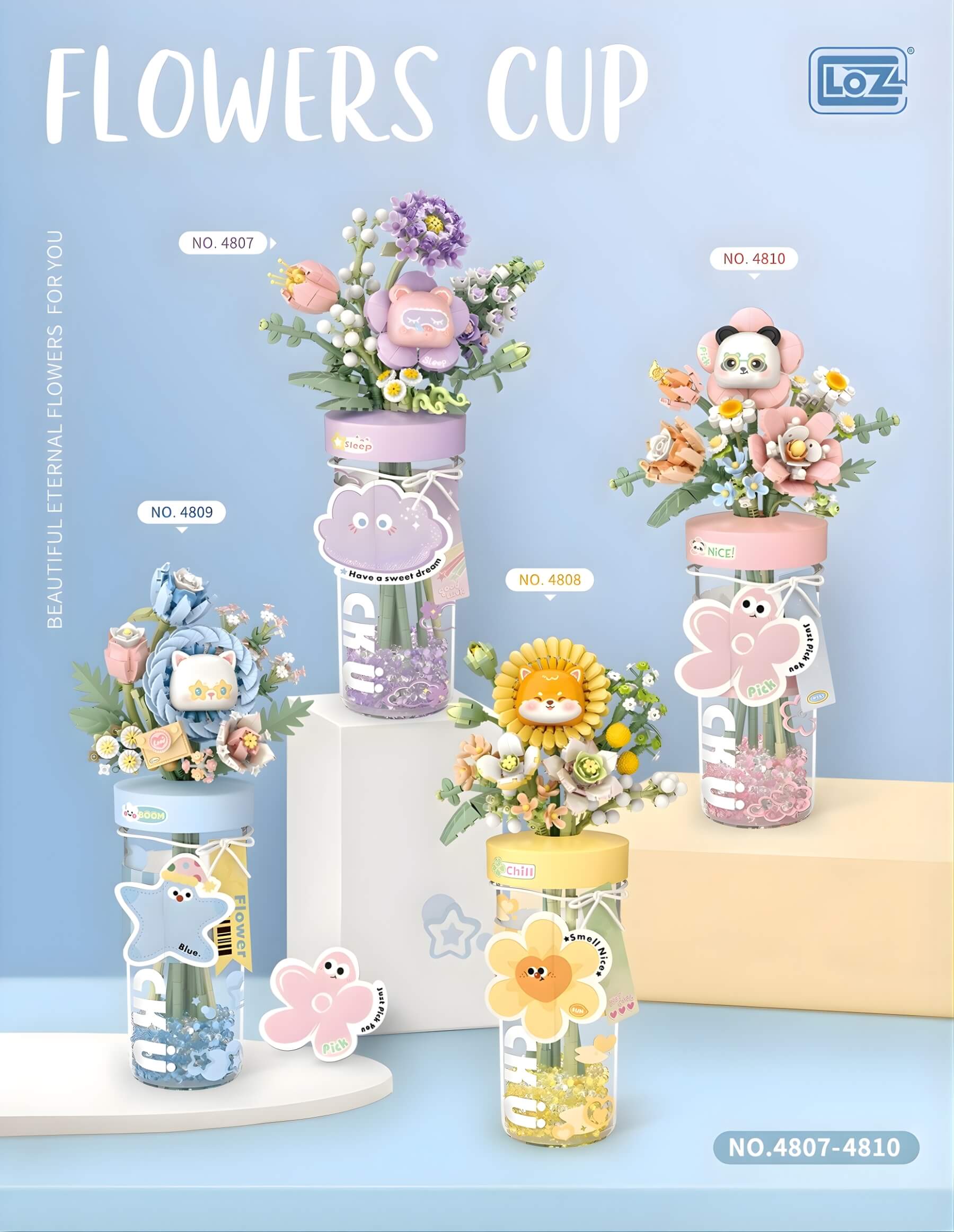 LOZ 靜謐紫・杯花 迷你積木 | LOZ Tranquil Purple FLOWERS CUP Mini Blocks | LOZ Stilles Violett FLOWERS CUP Baustein