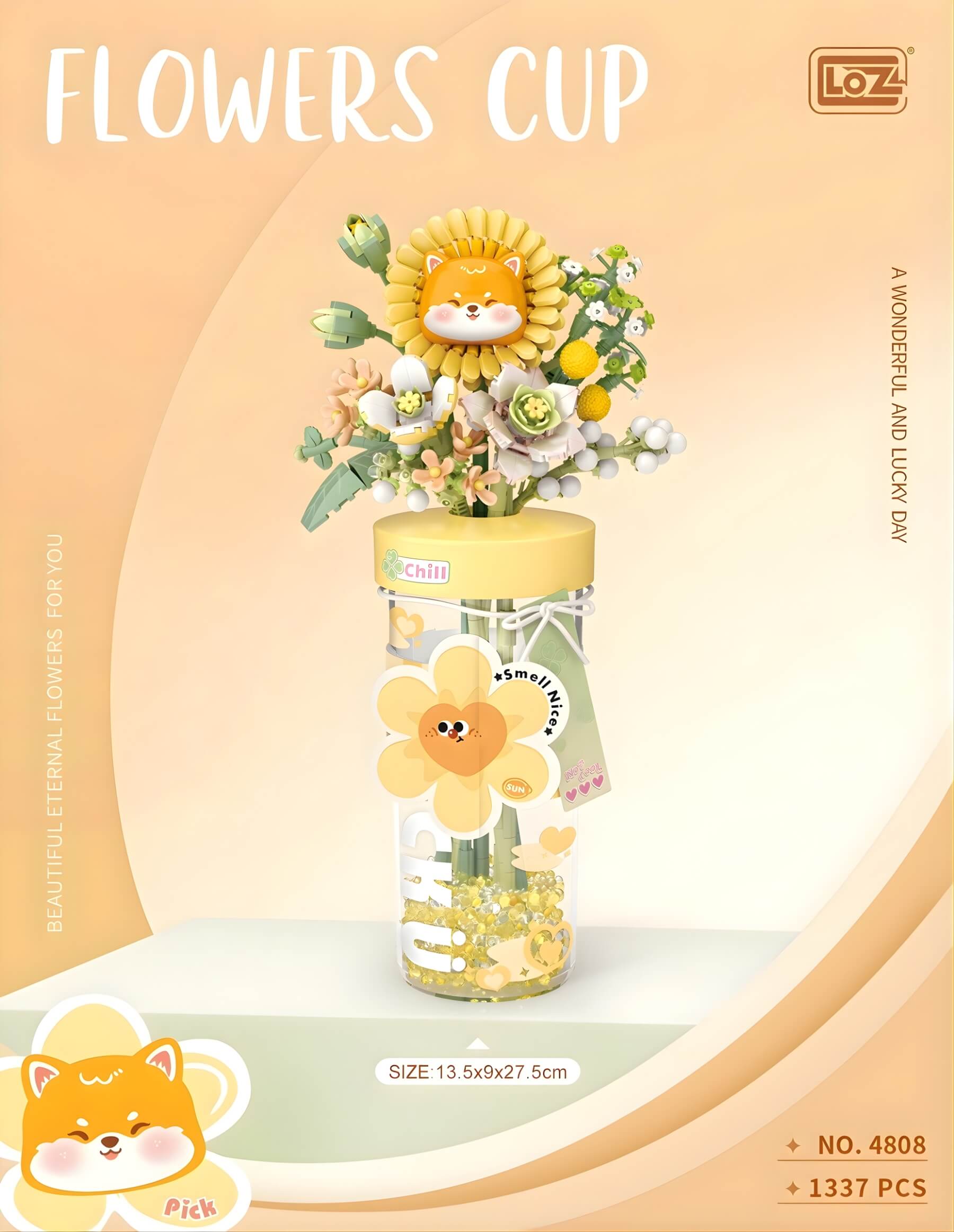 LOZ 淡奶黃・杯花 迷你積木 | LOZ Warm Yellow FLOWERS CUP Mini Blocks | LOZ Sanftes Gelb FLOWERS CUP Baustein