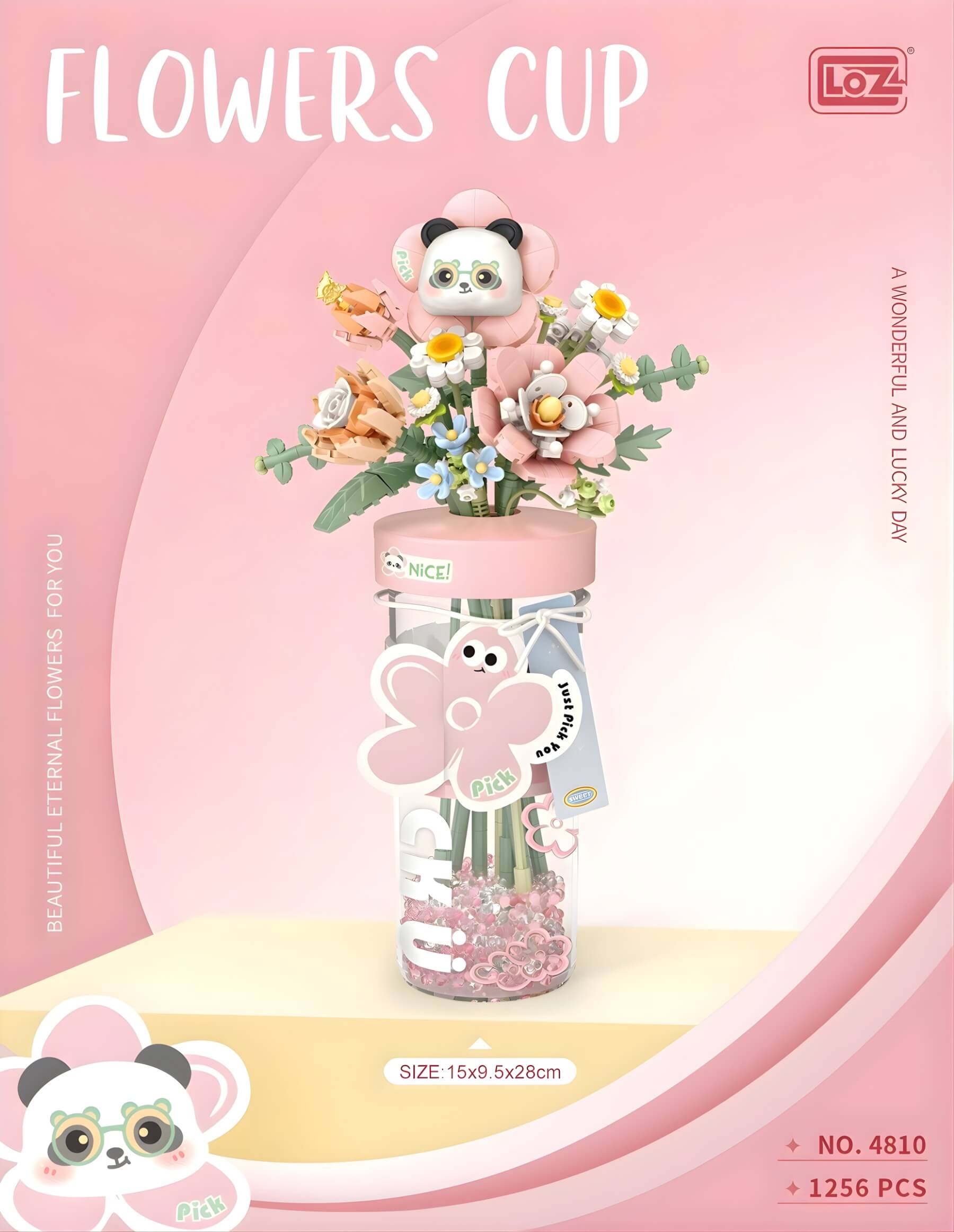 LOZ 超粉紅・杯花 迷你積木 | LOZ Lovely Pink FLOWERS CUP Mini Blocks | LOZ Zartrosa FLOWERS CUP Baustein