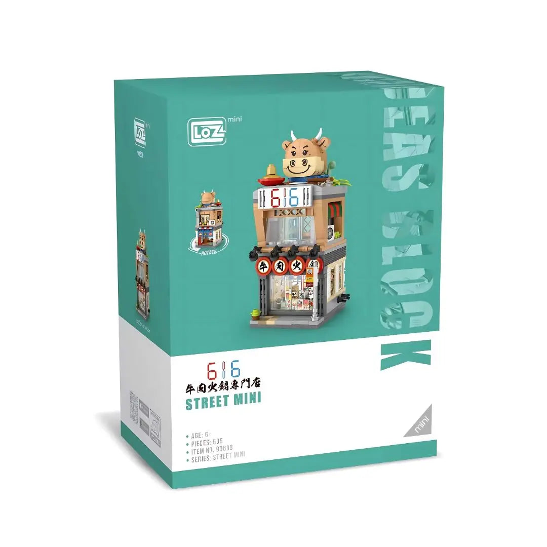 LOZ 616 牛肉火鍋專門店場景迷你積木 授權版｜616 Beef Hotpot Restaurant Mini Blocks｜Rindfleisch-Hotpot Bausteine｜港式美食積木 | Hong Kong Food Culture Model | Mini Hotpot Building Set
