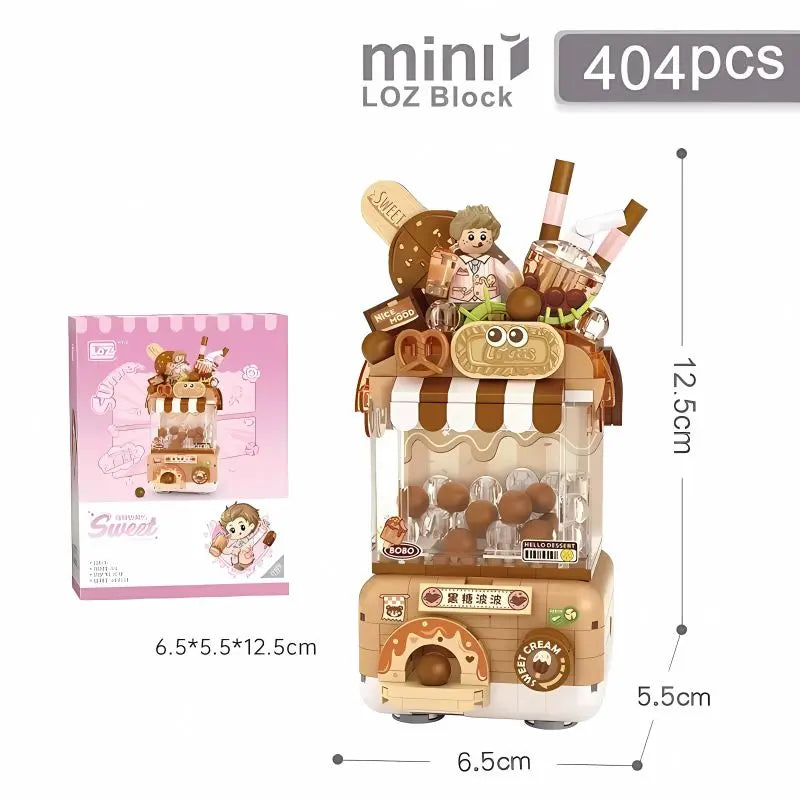 LOZ 黑糖波波扭蛋機 迷你積木｜Brown Sugar Boba Capsule Toy Machine｜Brauner Zucker Boba Kapselautomat｜Sweet Q Capsule Machine Series | Cute Dessert Mini Blocks