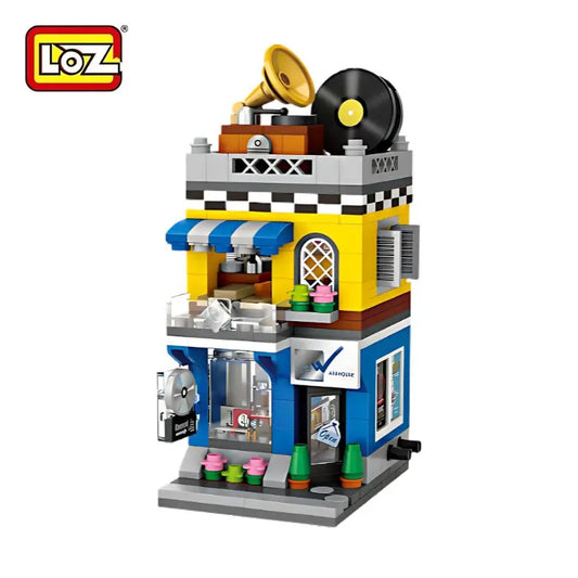 LOZ × CD Warehouse 唱片店商業街景迷你積木 授權款｜Record Store Mini Blocks｜Plattenladen Bausteine｜香港音樂文化積木模型 | Hong Kong Music Landmark | Retro Vinyl Shop Building Toy