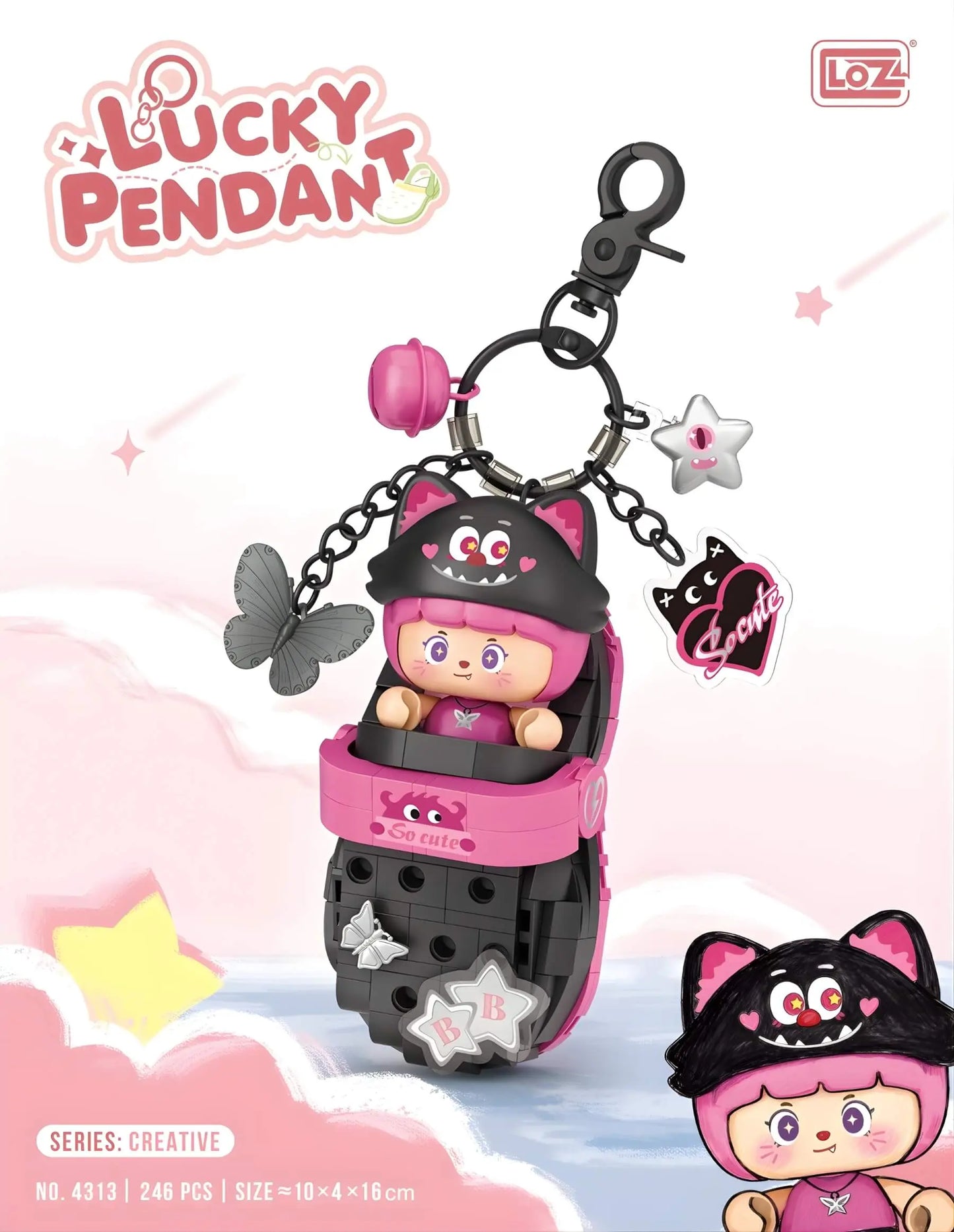 HK｜LOZ 怪可愛 積木掛件 4313 Lucky Pendant 黑粉怪獸主題迷你積木鑰匙扣
EN｜LOZ Lucky Pendant cute monster keychain building blocks 4313 black pink mini brick charm
DE｜LOZ Lucky Pendant süßes Monster Schlüsselanhänger Mini Bausteine 4313