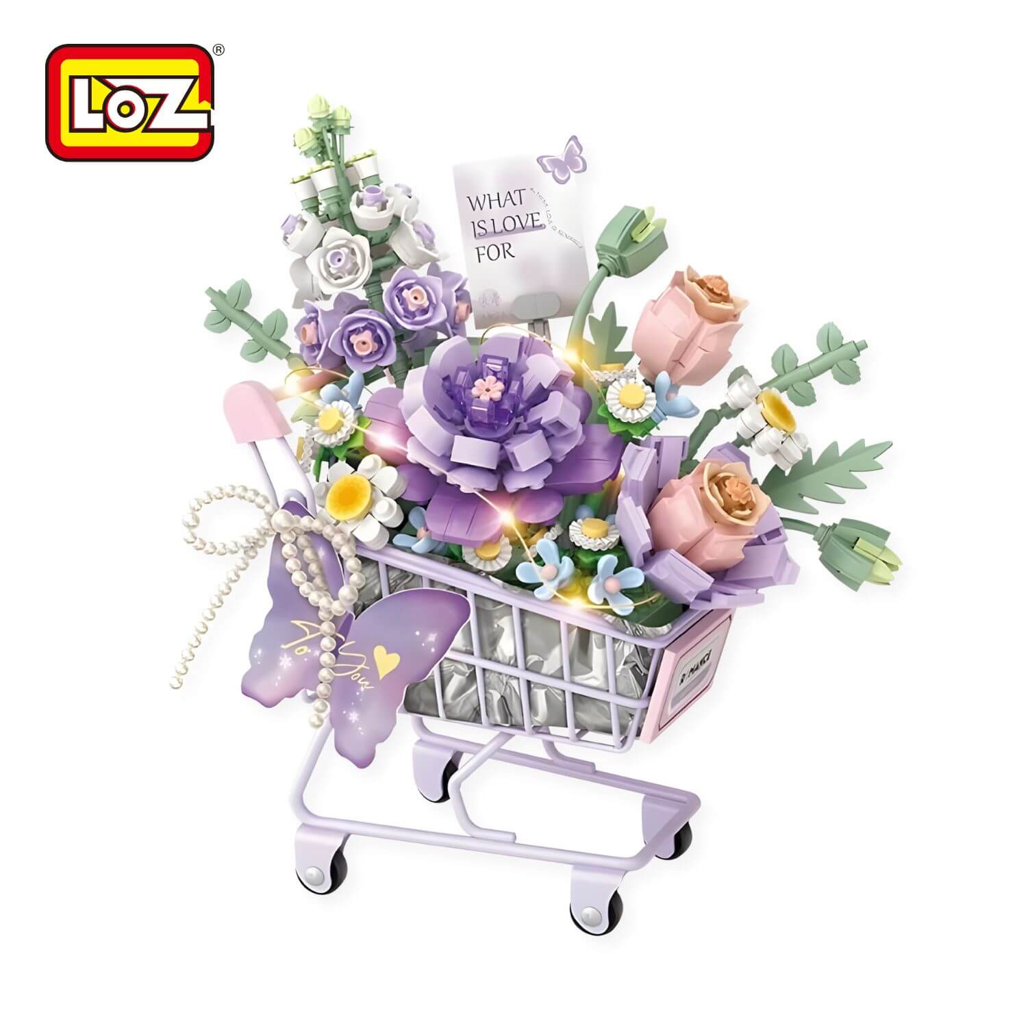 LOZ 夢幻紫 推車花禮 迷你積木｜LOZ Dreamy Purple Gift Cart Mini Blocks｜LOZ Dreamy Purple Blumenwagen Mini-Baustein