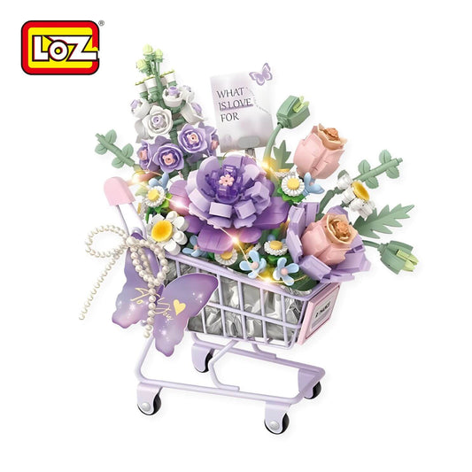 LOZ 夢幻紫 推車花禮 迷你積木｜LOZ Dreamy Purple Gift Cart Mini Blocks｜LOZ Dreamy Purple Blumenwagen Mini-Baustein