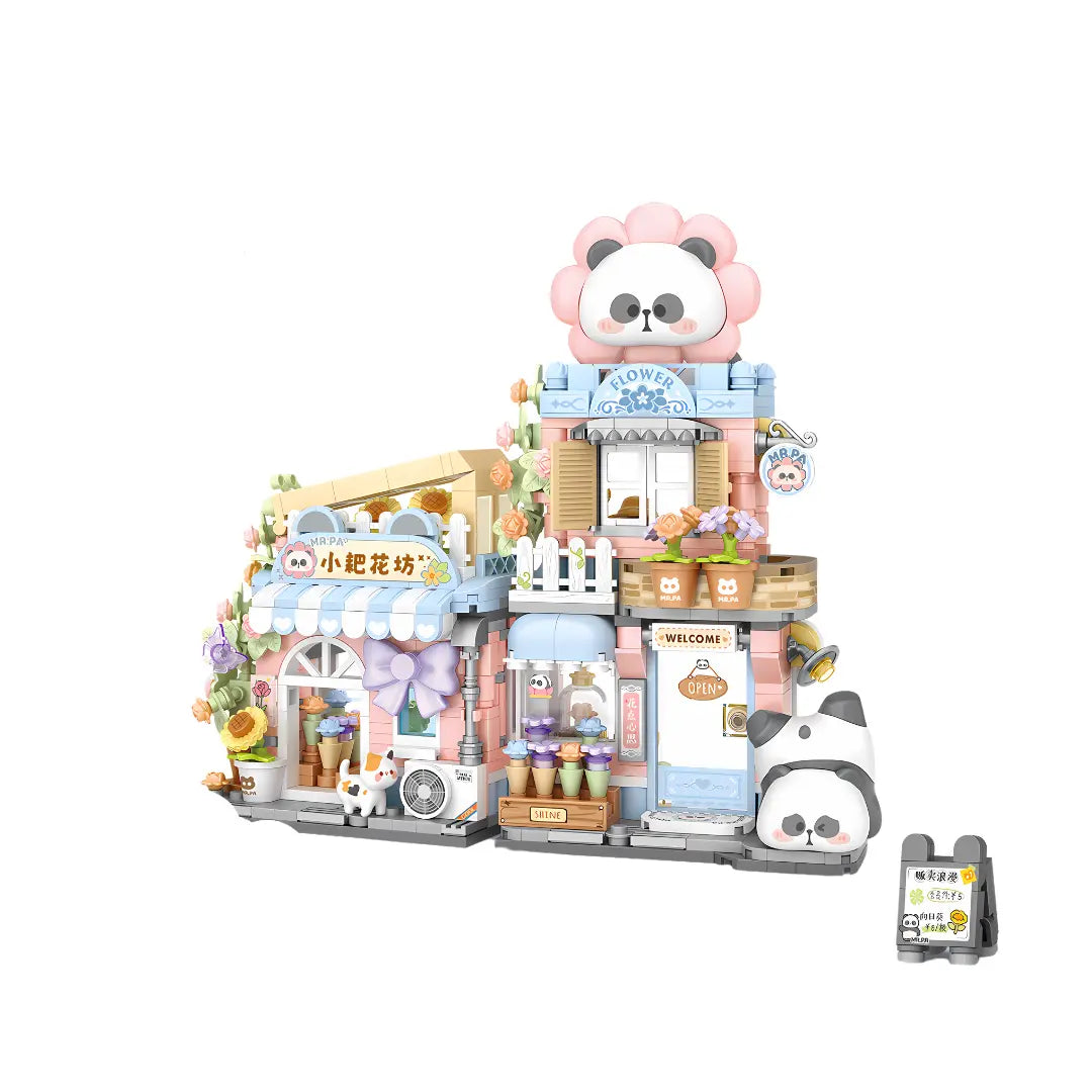 椰殼 × Mr. PA 花店 開合式街景 迷你積木｜Flower Shop Foldable Street Scene Mini Building Block｜Blumenladen Mini-Baustein | Panda Flower Boutique Theme