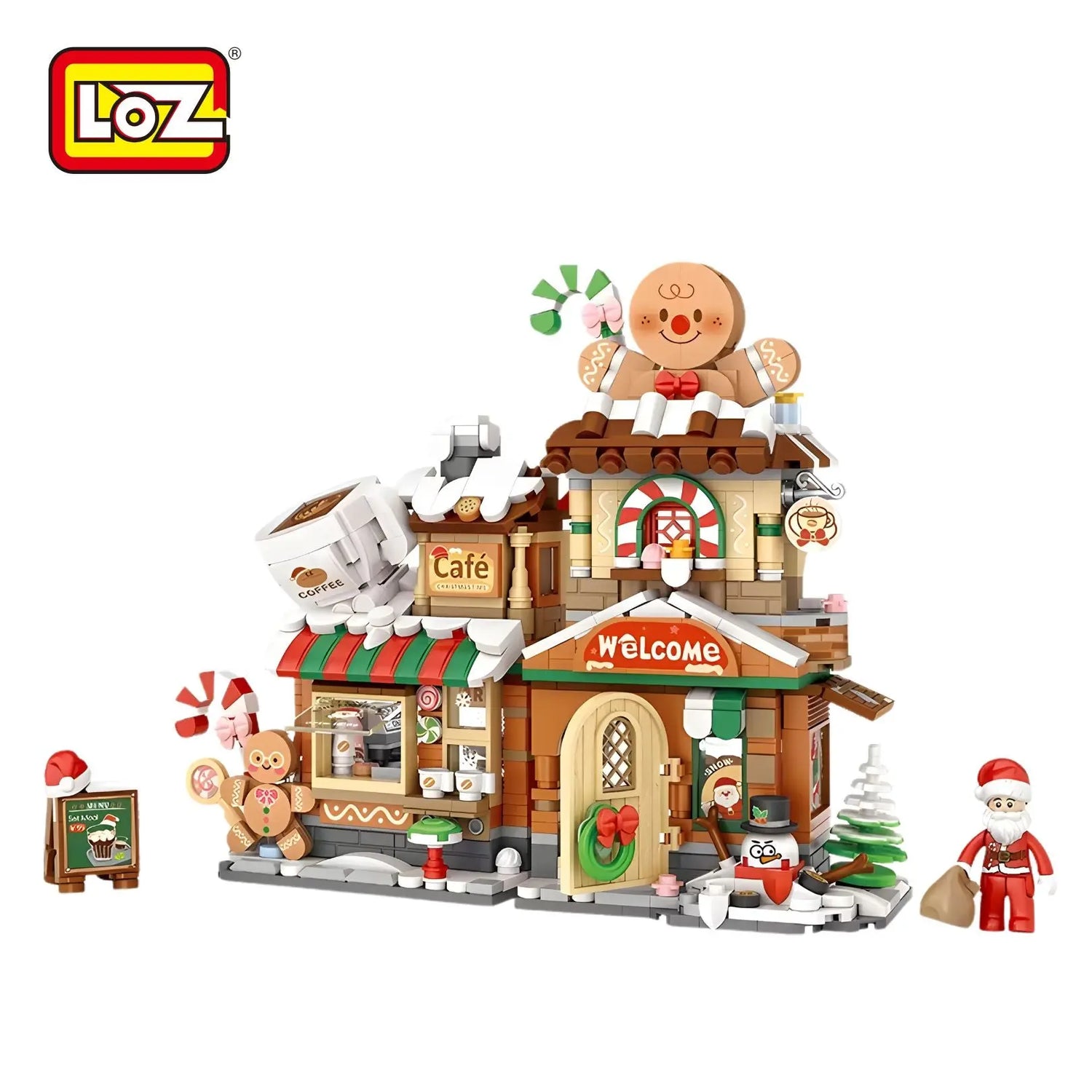 LOZ 姜餅咖啡屋 迷你積木 聖誕限定版｜Gingerbread Café Mini Block Set｜Lebkuchen-Café Bausteinmodell｜可開合聖誕商店街積木 | Christmas Building Toy | Holiday Gift Collectible