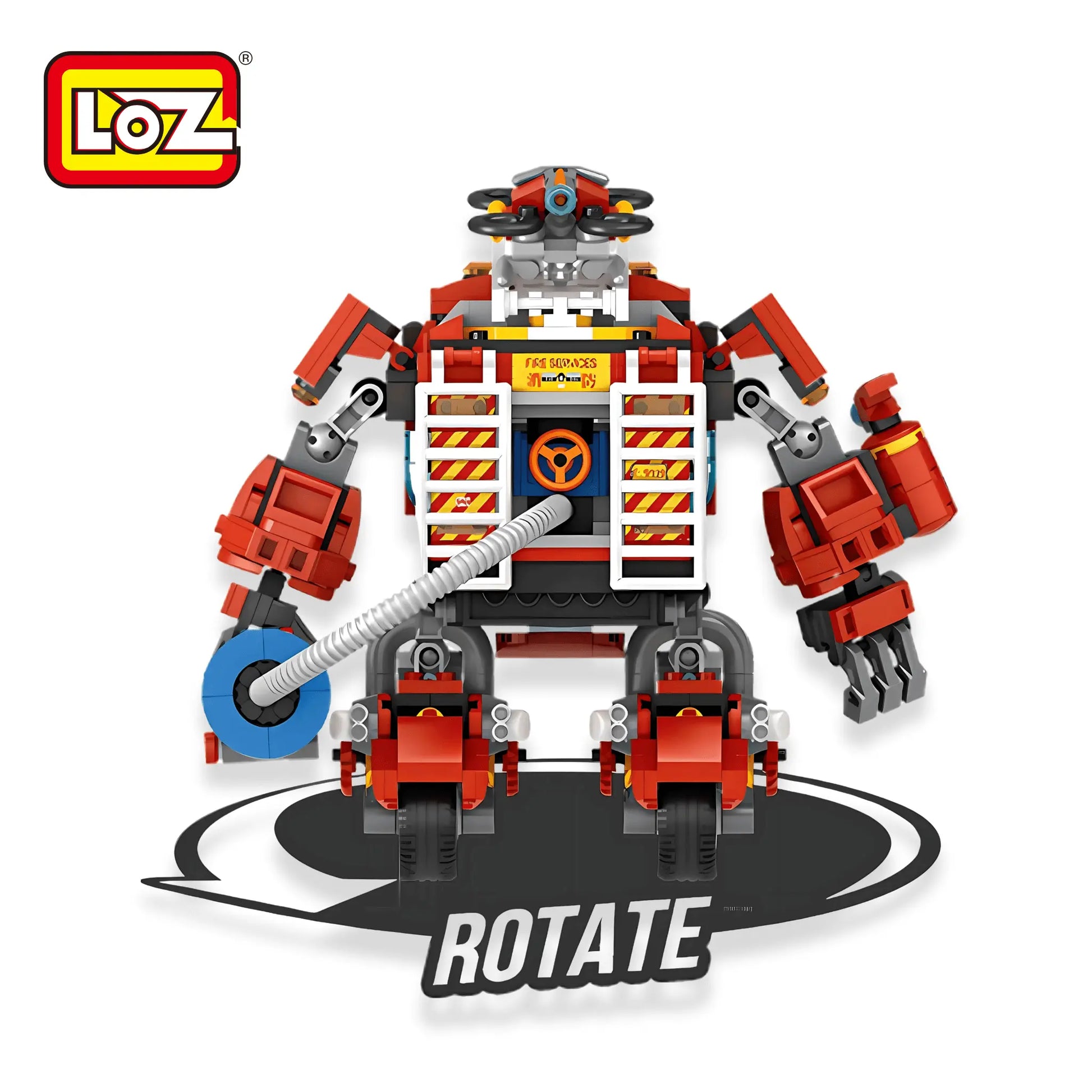 LOZ 香港消防車機械人 MechsGURU 系列迷你積木 Hong Kong Fire Truck Mecha Mini Blocks | Feuerwehr-Mecha Bausteine | 英勇消防主題創意拼砌模型 | Heroic Building Toy | Firefighter Collectible