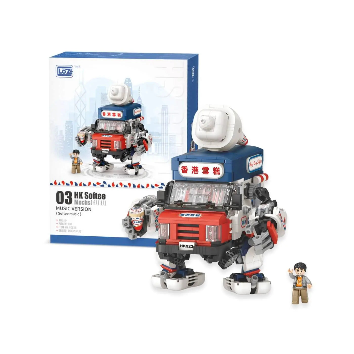 LOZ 香港雪糕車機械人（音樂版） MechsGURU 系列｜Hong Kong Ice Cream Van Mecha Music Version Mini Blocks｜Eiswagen-Mecha Bausteine | 懷舊港式雪糕車機械人 | Nostalgic Collectible Toy | Musikspielendes Modell