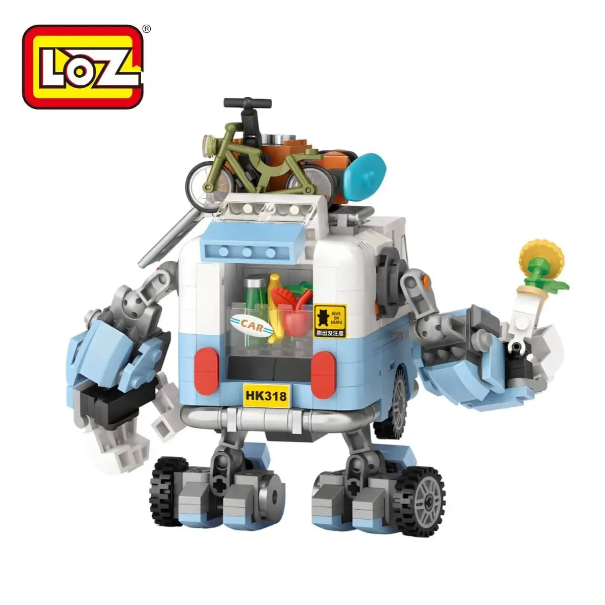 LOZ 露營車機械人背面造型 571 粒迷你積木｜LOZ camping van mecha back view 571 mini blocks｜LOZ Camping Van Roboter Rückansicht 571 Mini-Bausteine