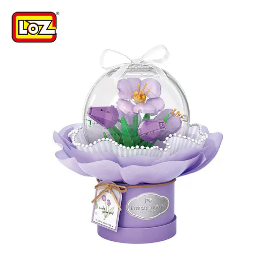 LOZ 郁見美好 花束球迷你積木擺設｜Lavender Dream Eternal Flower Dome｜Lavendeltraum Mini-Baustein-Deko｜LOZ Eternal Flowers Series | LED Light Bouquet