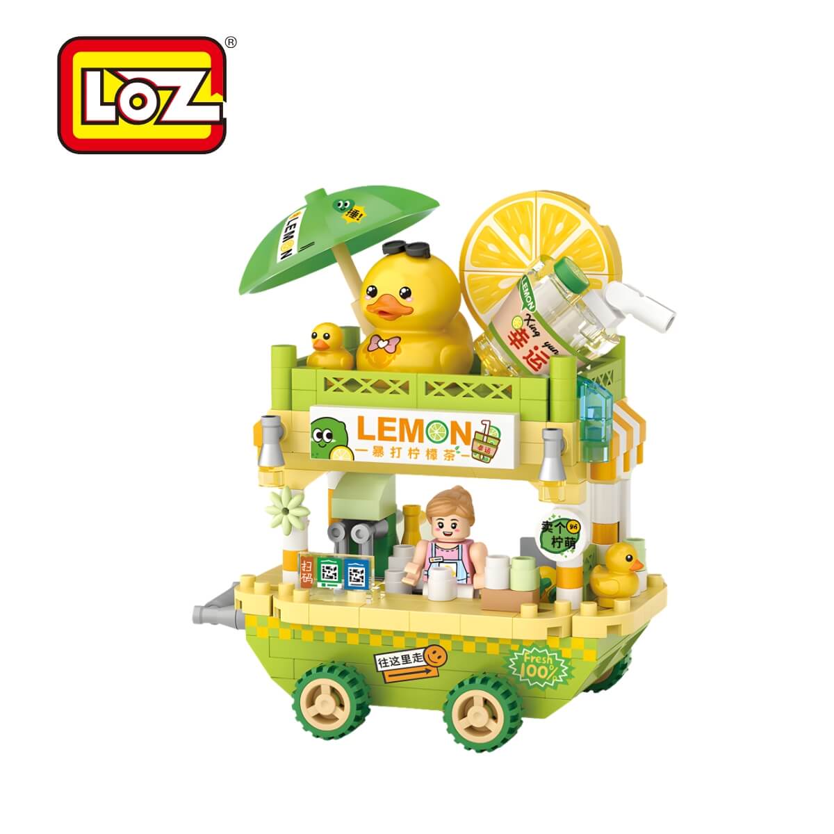 LOZ 飲品販賣車 微鑽積木｜Lemon Drink Cart Mini Building Block｜Zitronen-Getränkewagen Micro-Baustein｜Stand Cart Series | Summer Lemon Truck