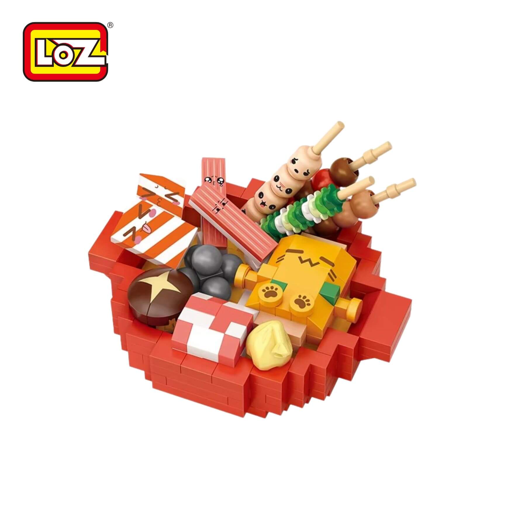 LOZ 關東煮冰箱貼 微鑽積木｜Oden Refrigerator Magnet Mini Blocks｜Oden Kühlschrankmagnet Mini-Bausteine｜日式關東煮食物造型積木磁鐵 | Food Magnet Brick Toy | Japanese Street Food Decoration