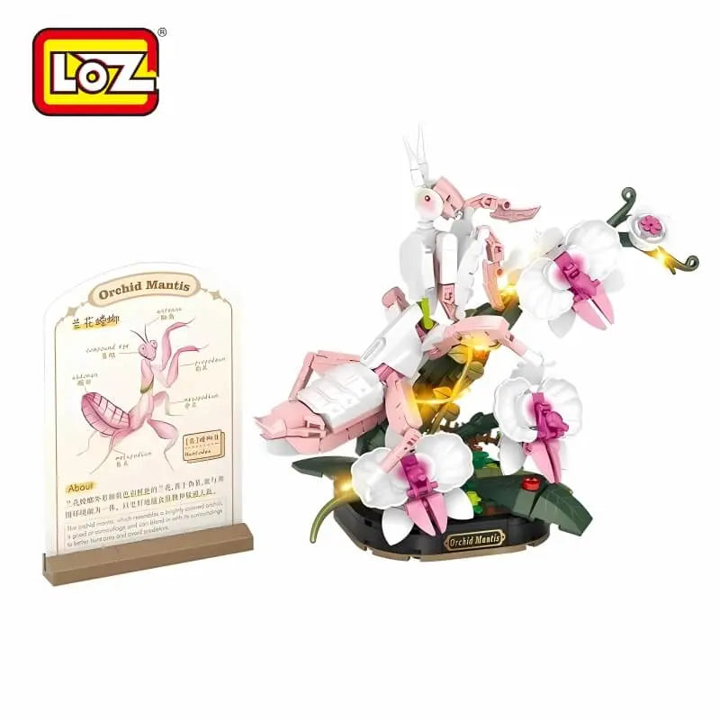 LOZ 蘭花螳螂迷你積木擺設｜Orchid Mantis Mini Block Display｜Orchideenmantis Mini-Baustein-Deko｜LOZ 蟲鳴花境系列 | Insect Garden Series | LED Light Nature Building Set