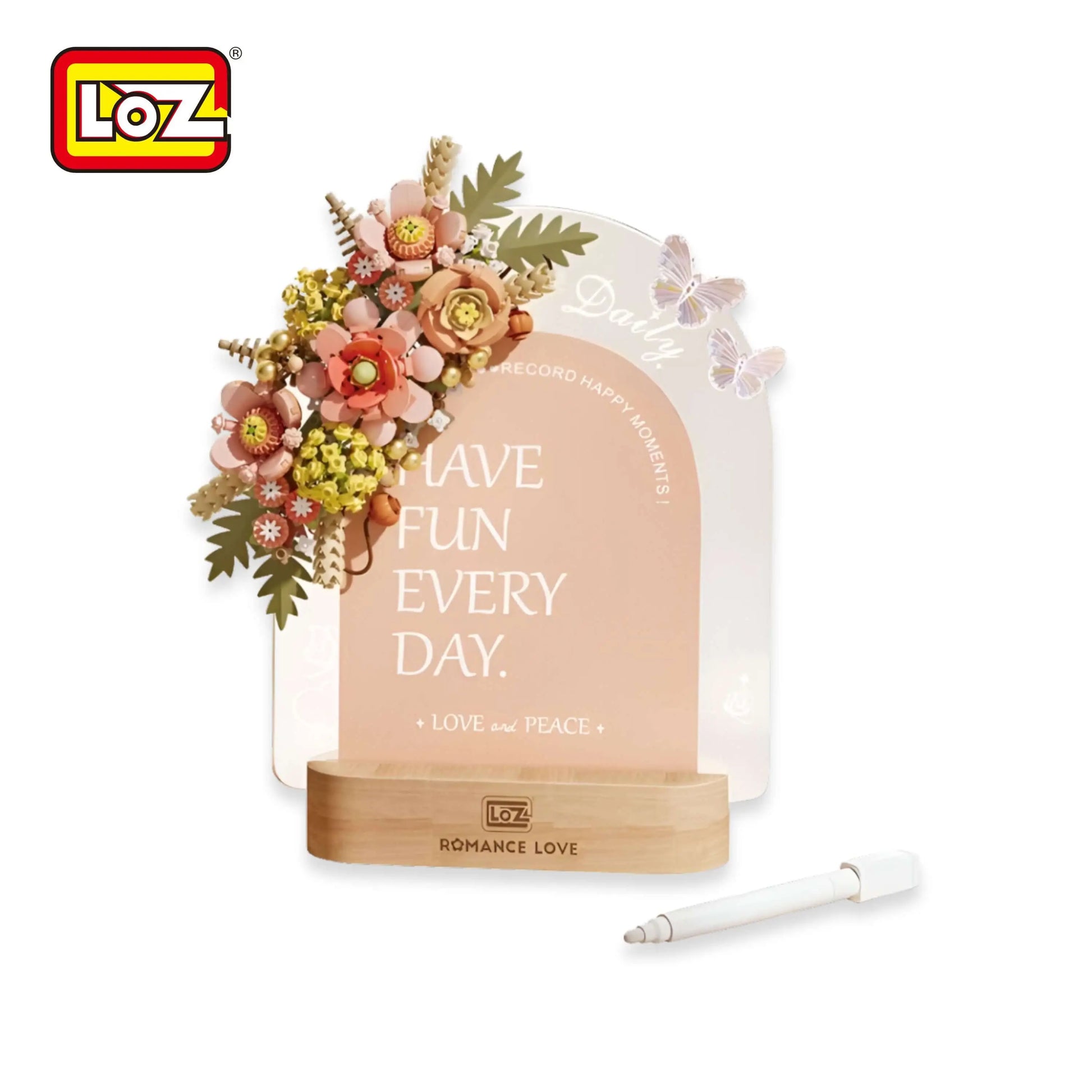 LOZ 胭粉繁花留言板 迷你積木｜Pink Blossom Message Board Mini Blocks｜Rosa Blüten Nachrichtenboard Mini-Bausteine｜積木花藝留言燈座 | Decorative Message Lamp | Floral Display Toy