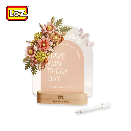 LOZ 胭粉繁花留言板 迷你積木｜Pink Blossom Message Board Mini Blocks｜Rosa Blüten Nachrichtenboard Mini-Bausteine｜積木花藝留言燈座 | Decorative Message Lamp | Floral Display Toy
