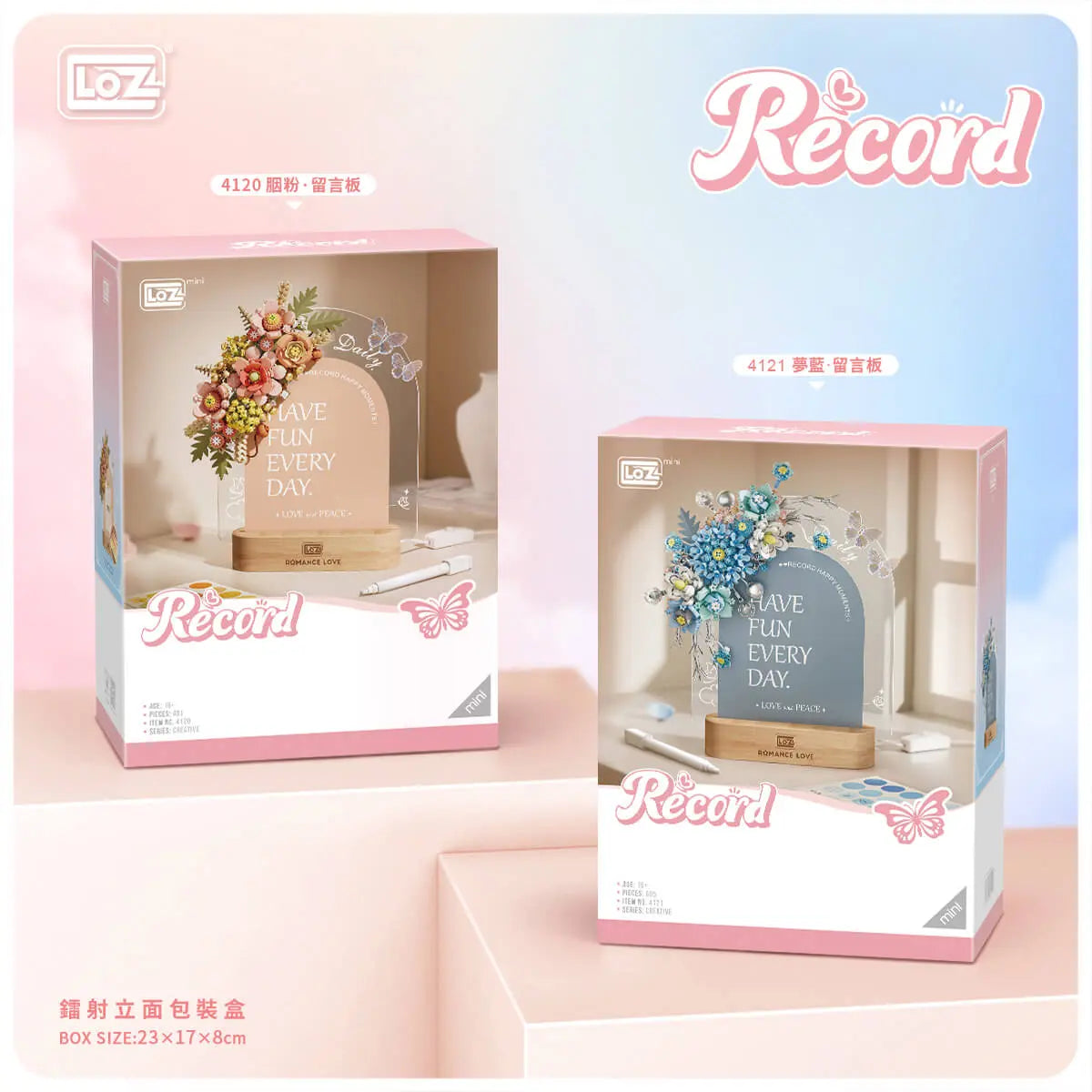 LOZ 胭粉繁花留言板 迷你積木｜Pink Blossom Message Board Mini Blocks｜Rosa Blüten Nachrichtenboard Mini-Bausteine｜積木花藝留言燈座 | Decorative Message Lamp | Floral Display Toy