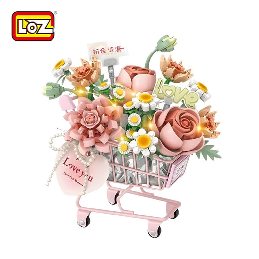 LOZ 浪漫粉 推車花禮 迷你積木｜LOZ Romantic Pink Gift Cart Mini Blocks｜LOZ Romantic Pink Blumenwagen Mini-Baustein