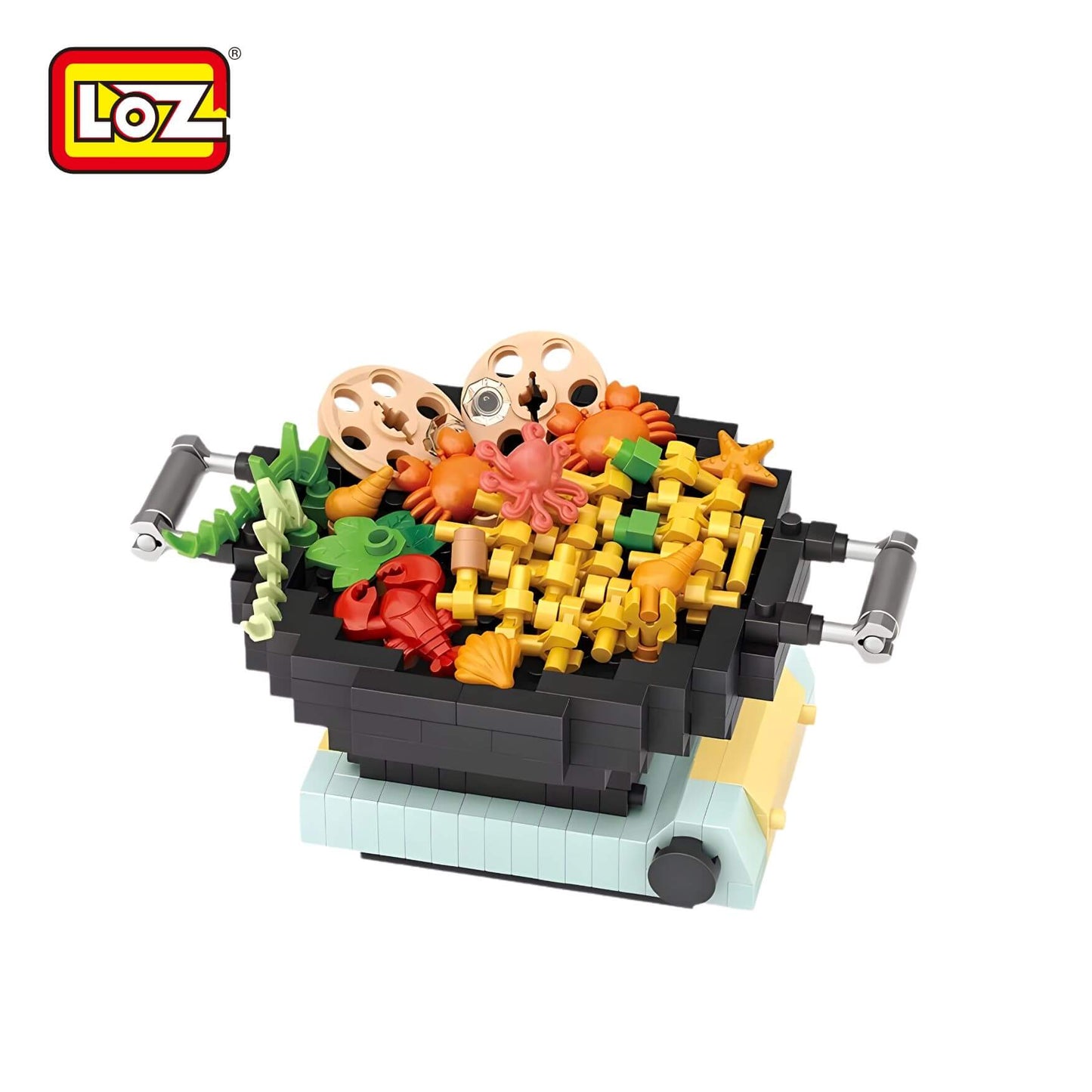 LOZ 海鮮火鍋冰箱貼 微鑽積木｜Seafood Hot Pot Refrigerator Magnet｜Meeresfrüchte Hotpot Kühlschrankmagnet Mini-Bausteine｜港式海鮮火鍋造型積木磁鐵 | Food Magnet Brick Toy | Kitchen Decoration