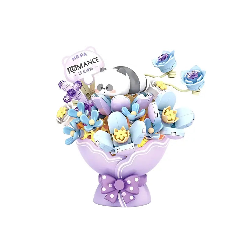 椰殼 × Mr. PA 小耙星辰紫花束 迷你積木 內含燈光｜Starry Purple Bouquet Light-Up Mini Building Block｜Sternen-Lila Blumenstrauß Mini-Baustein