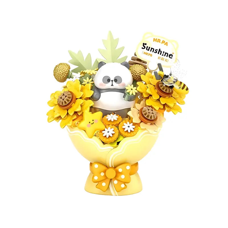椰殼 × Mr. PA 小耙向陽花花束 迷你積木 內含燈光｜Sunshine Bouquet Light-Up Mini Building Block｜Sonnenblumenstrauß Mini-Baustein