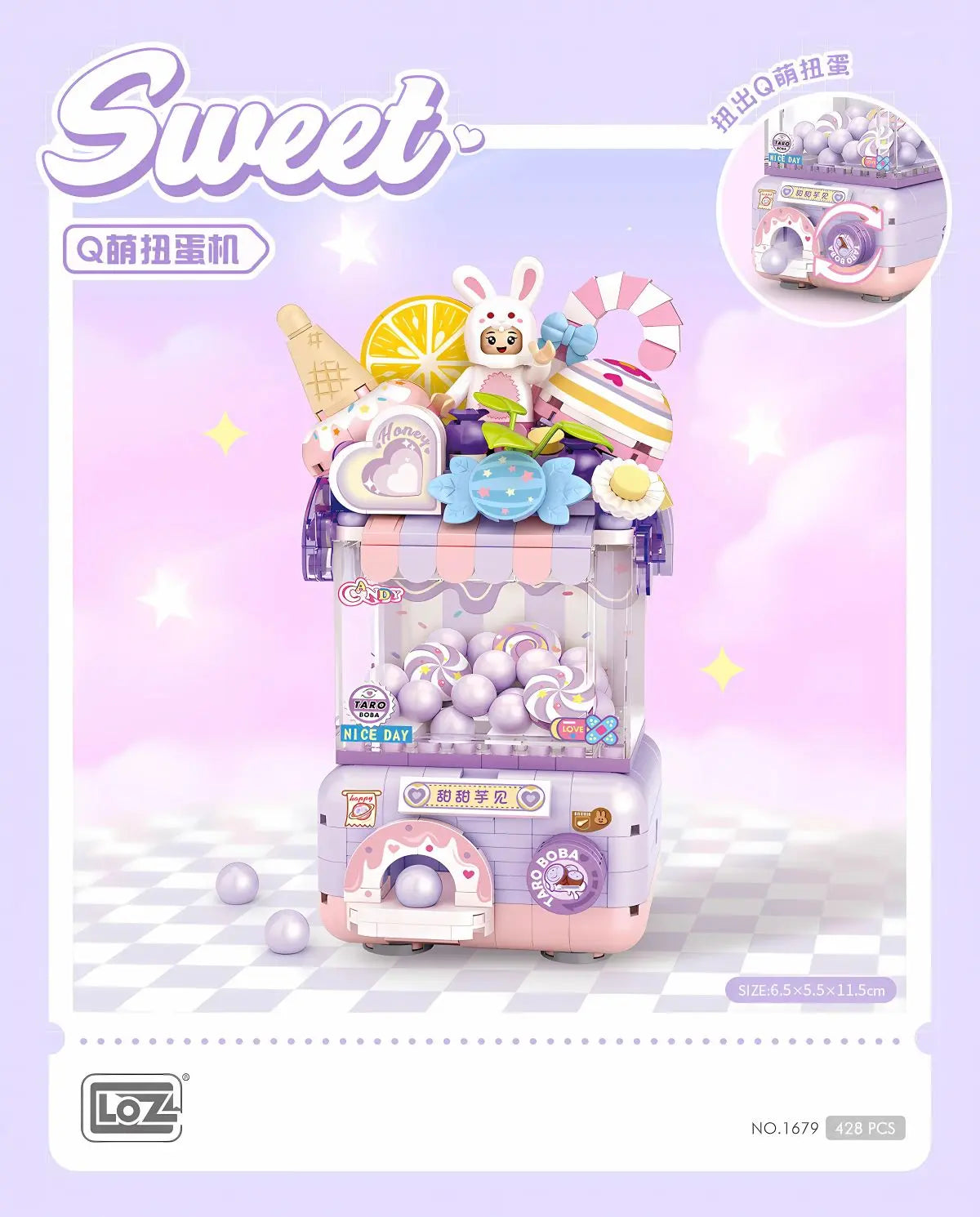LOZ 甜甜芋見扭蛋機 迷你積木｜Sweet Taro Capsule Toy Machine｜Süße Taro Kapselautomat｜Sweet Q Capsule Machine Series | Cute Mini Block Toy