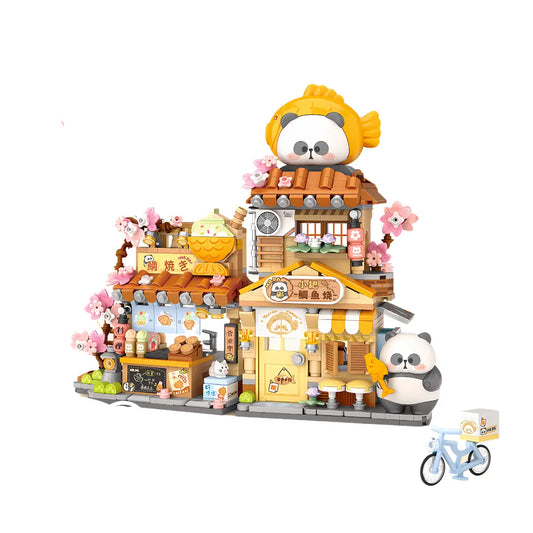 椰殼 × Mr. PA 鯛魚燒小店 開合式街景 迷你積木｜Taiyaki Shop Foldable Street Scene Mini Building Block｜Taiyaki-Laden Mini-Baustein | Panda Street Food Theme