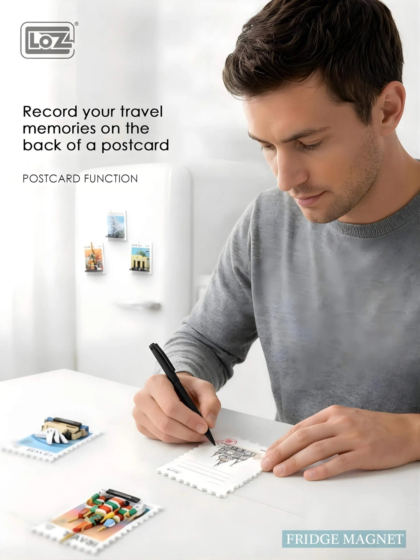 旅行印象明信片冰箱貼 盲盒 整套12款 微鑽積木 4413 世界地標展示｜Travel postcard fridge magnet blind box full set of 12 micro diamond blocks 4413 world landmarks｜Reise-Postkarten Kühlschrankmagnet Blindbox Komplettset 12 Designs Micro-Diamond-Bausteine 4413