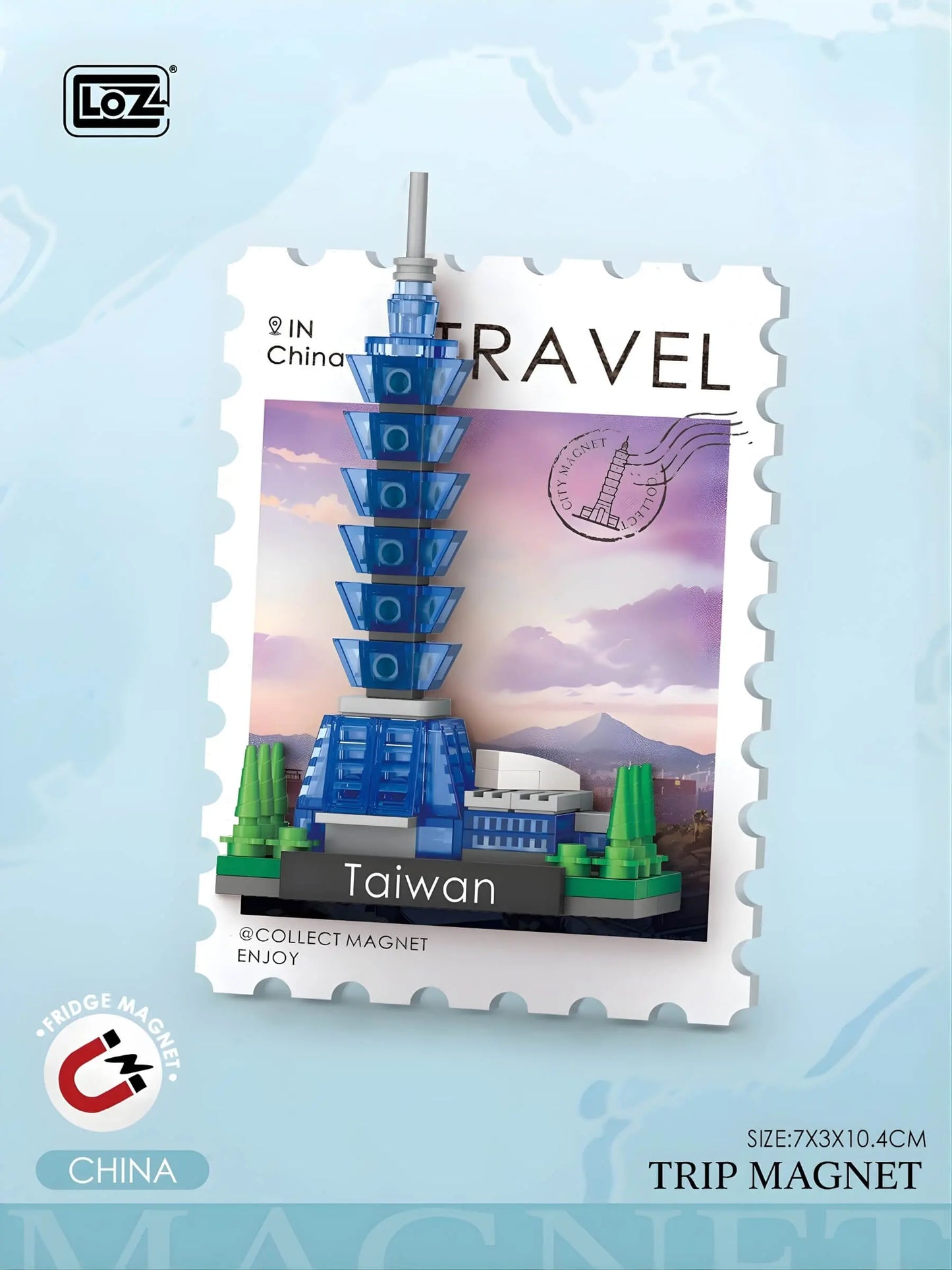 旅行印象明信片冰箱貼 盲盒 整套12款 微鑽積木 4413 世界地標展示｜Travel postcard fridge magnet blind box full set of 12 micro diamond blocks 4413 world landmarks｜Reise-Postkarten Kühlschrankmagnet Blindbox Komplettset 12 Designs Micro-Diamond-Bausteine 4413