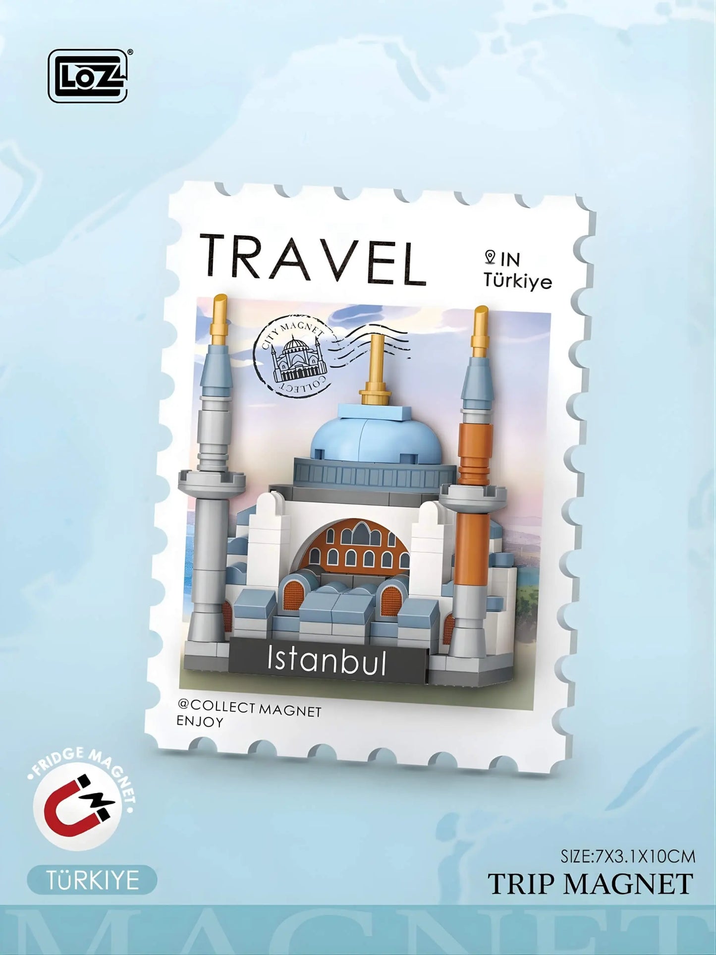 旅行印象明信片冰箱貼 盲盒 整套12款 微鑽積木 4413 世界地標展示｜Travel postcard fridge magnet blind box full set of 12 micro diamond blocks 4413 world landmarks｜Reise-Postkarten Kühlschrankmagnet Blindbox Komplettset 12 Designs Micro-Diamond-Bausteine 4413