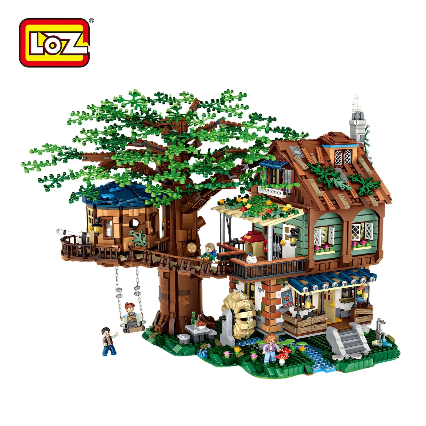 LOZ 樹屋積木 1033 大型森林樹屋模型 四季變化設計｜LOZ treehouse building blocks large model seasonal design｜LOZ Baumhaus Bausteine großes Modell Jahreszeiten